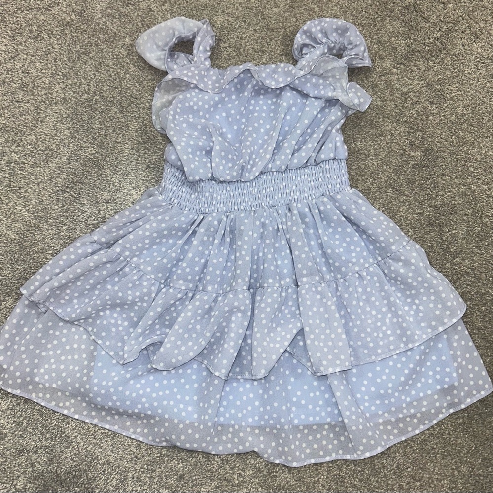 Rare Editions Light Blue Polka Dot Dress - Girls Dress - Blue Dress - Toddler